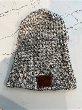 Love Your Melon Black and White Marled Knit Beanie